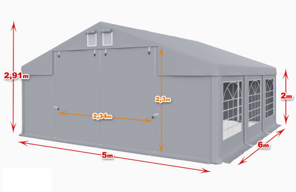 Partyzelt 5x6x2 Ganzjähriges Gartenzelt Unterstand Grau in Görlitz