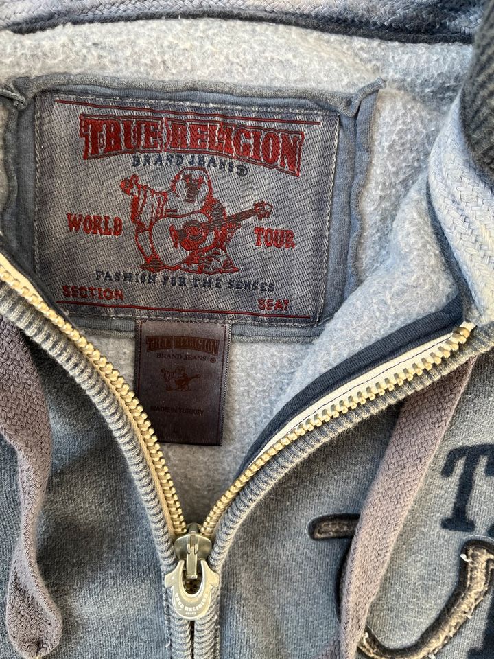 True Religion Sweatshirt Jacke graublau Gr L top Zustand in Korschenbroich