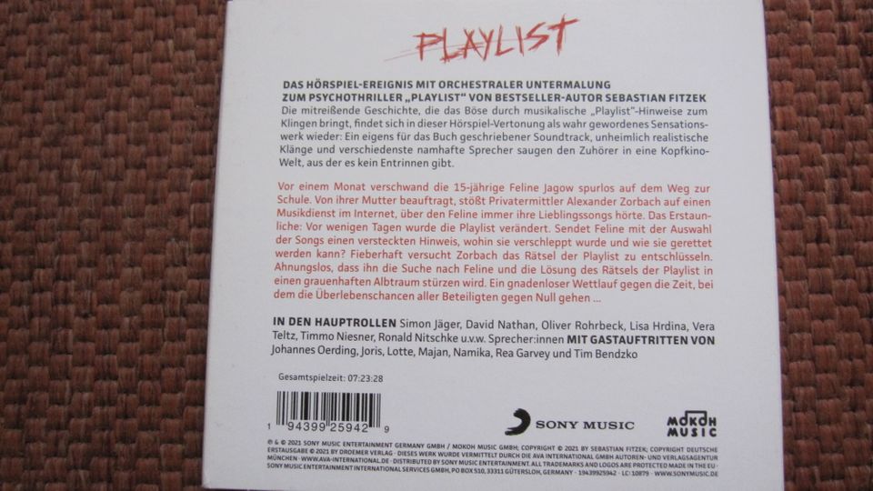 Sebastian Fitzek Playlist Hörbuch CD 2 CDs Neuwertig Thriller in Köln
