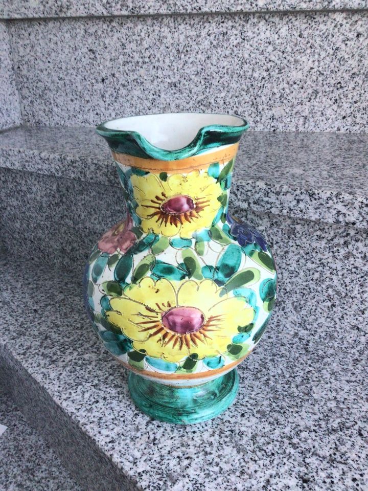 Italy Keramik Retro Vase mit geflochtenem Henkel Handarbeit in Pohlheim