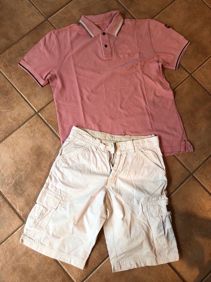 Rosa Polo-Shirt Napapijri Gr.XL mit passender weißer Cargo-Short in Langen (Hessen)