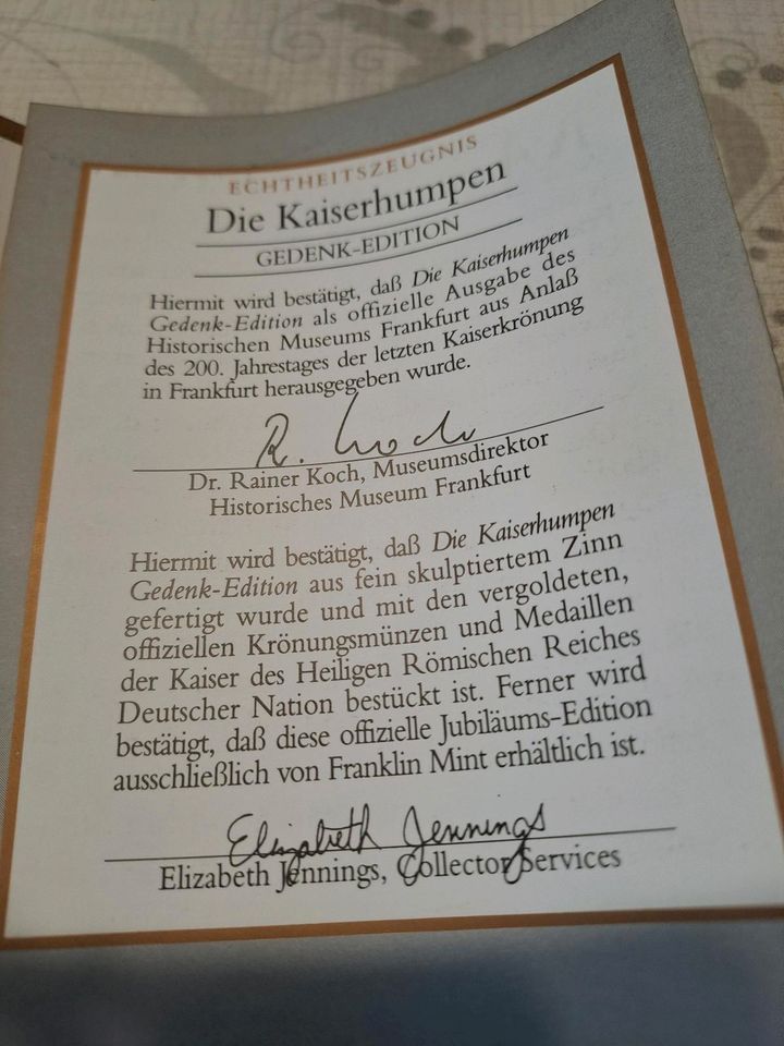 Kaiserhumpen Gedenk-Edition, Bier-Krug, Zinn vergoldet in Erlau