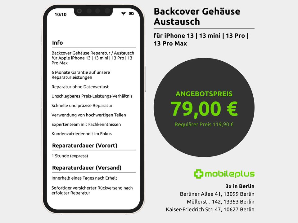 Backcover Gehäuse Reparatur iPhone 13 | 13 mini | 13 Pro | 13 Max in Berlin