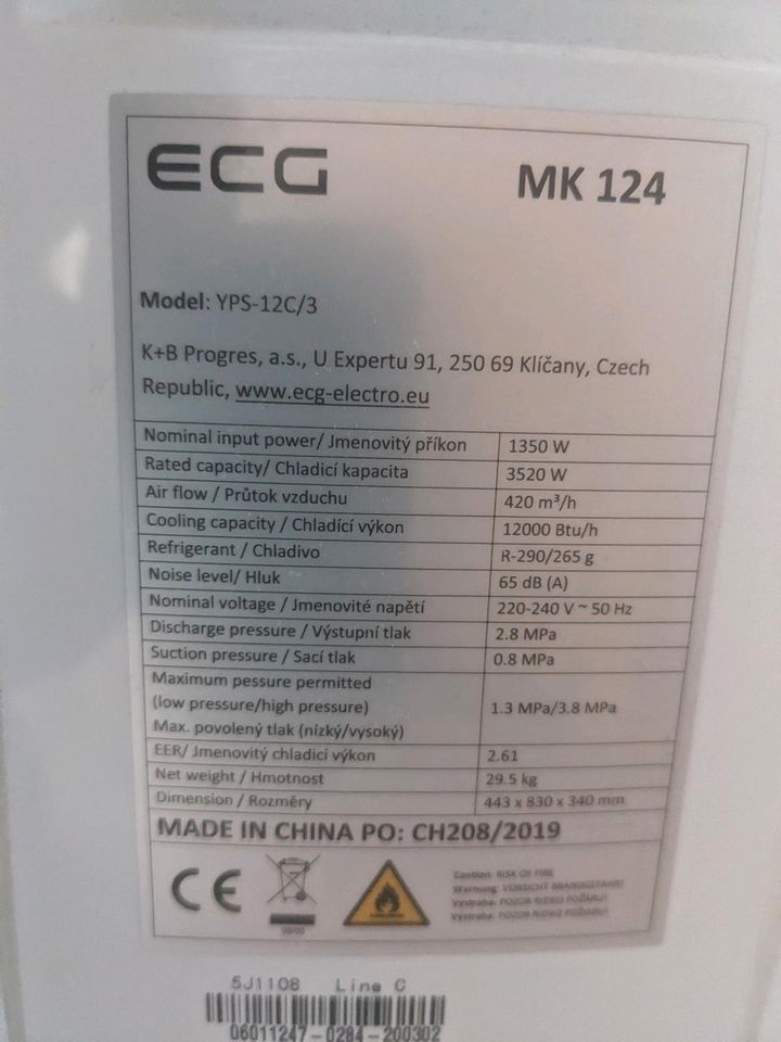 ECG MK 124 Klimagerät, mobile Klimaanlage in Drachselsried