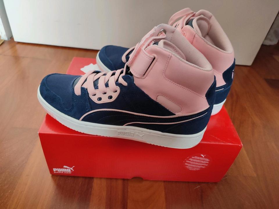 ungetragene Puma Turnschuhe, Rebound, hoch, blau-rosa, Gr. 41 in Dortmund
