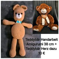 Teddybär Amigurumi 38 cm +Teddybär Herz 45 cm sitzend Bayern - Gaimersheim Vorschau