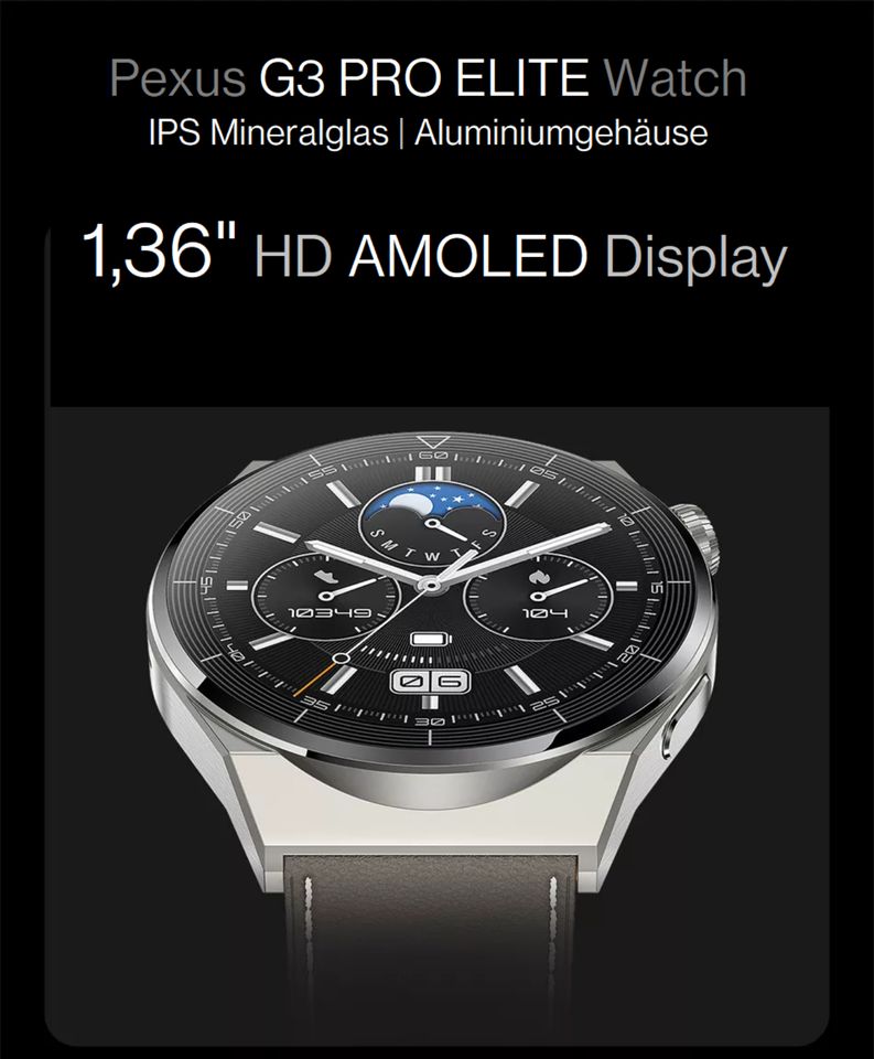 1,36" AMOLED Smartwatch Mesh * G3 PRO ELITE * Herren IP68 Uhr NEU in Dörfles-Esbach