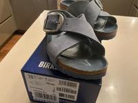 Birkenstock Pantolette Siena Big Buckle Gr.38 hellblau Leder Bayern - Starnberg Vorschau