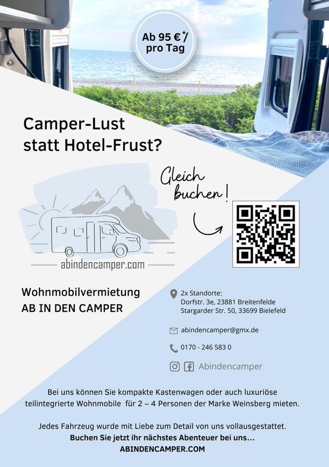 Camper mieten Weinsberg Kastenwagen verschiedene Modelle in Bielefeld