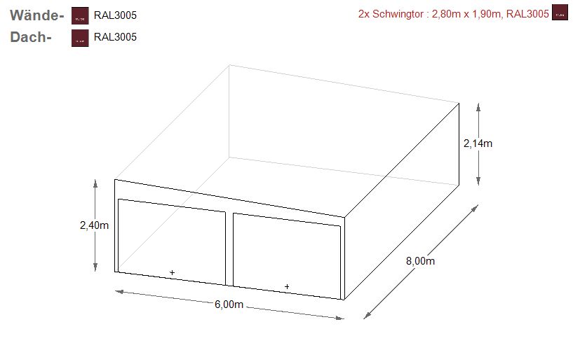 Garage 6x8x2,14m in Farbe Blechgarage Lagerraum | piemar.de 9339! in Schwäbisch Hall