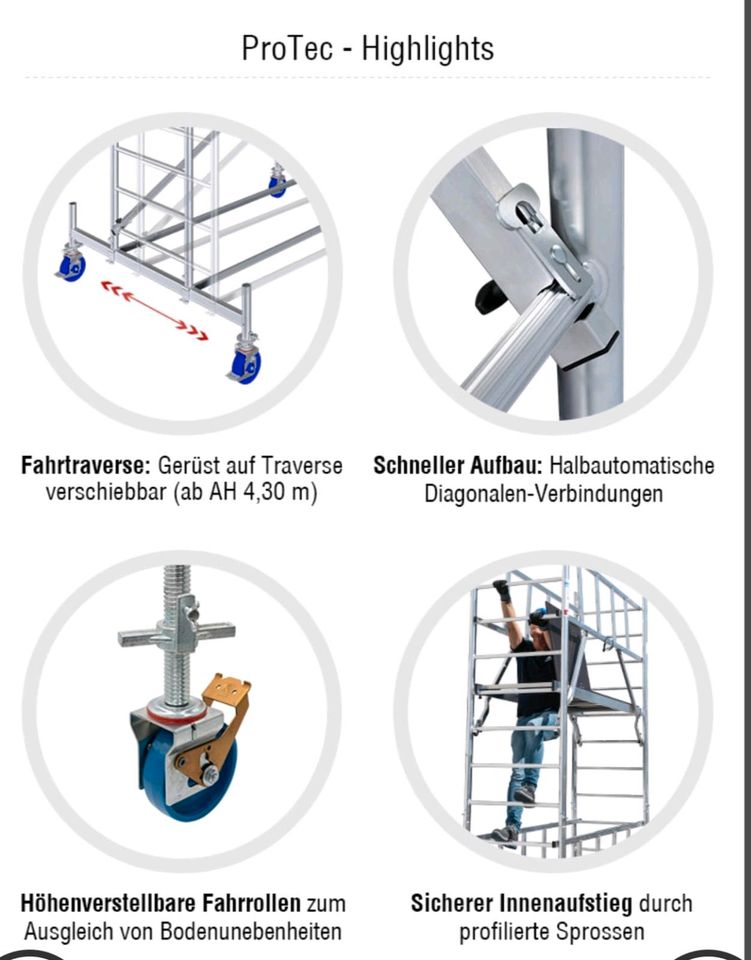 Aluminium Rollgerüst ProTec Arbeitshöhe maximal 7.30m in Braunschweig