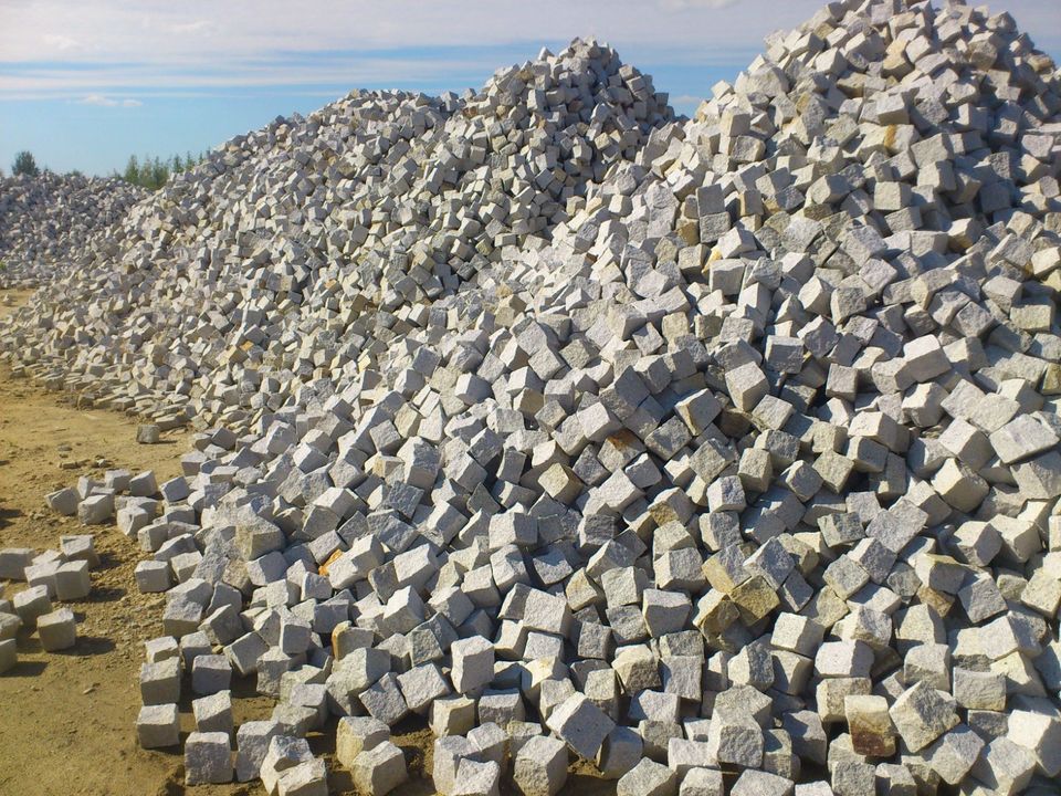 ♥Pflastersteine,Granit hellgrau,Feinkorn, Bigbag inkl. Naturstein in Halle