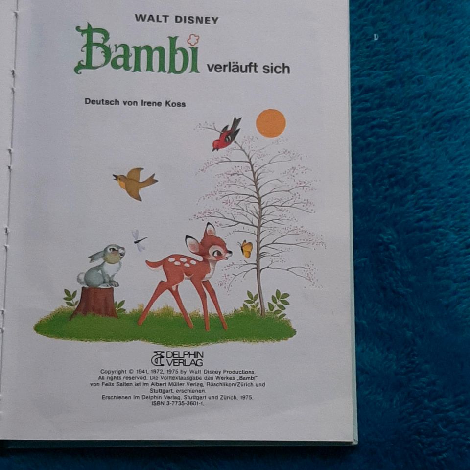 Walt Disney retro Kinderbuch aus 1975, Bambi verläuft sich in Saarbrücken