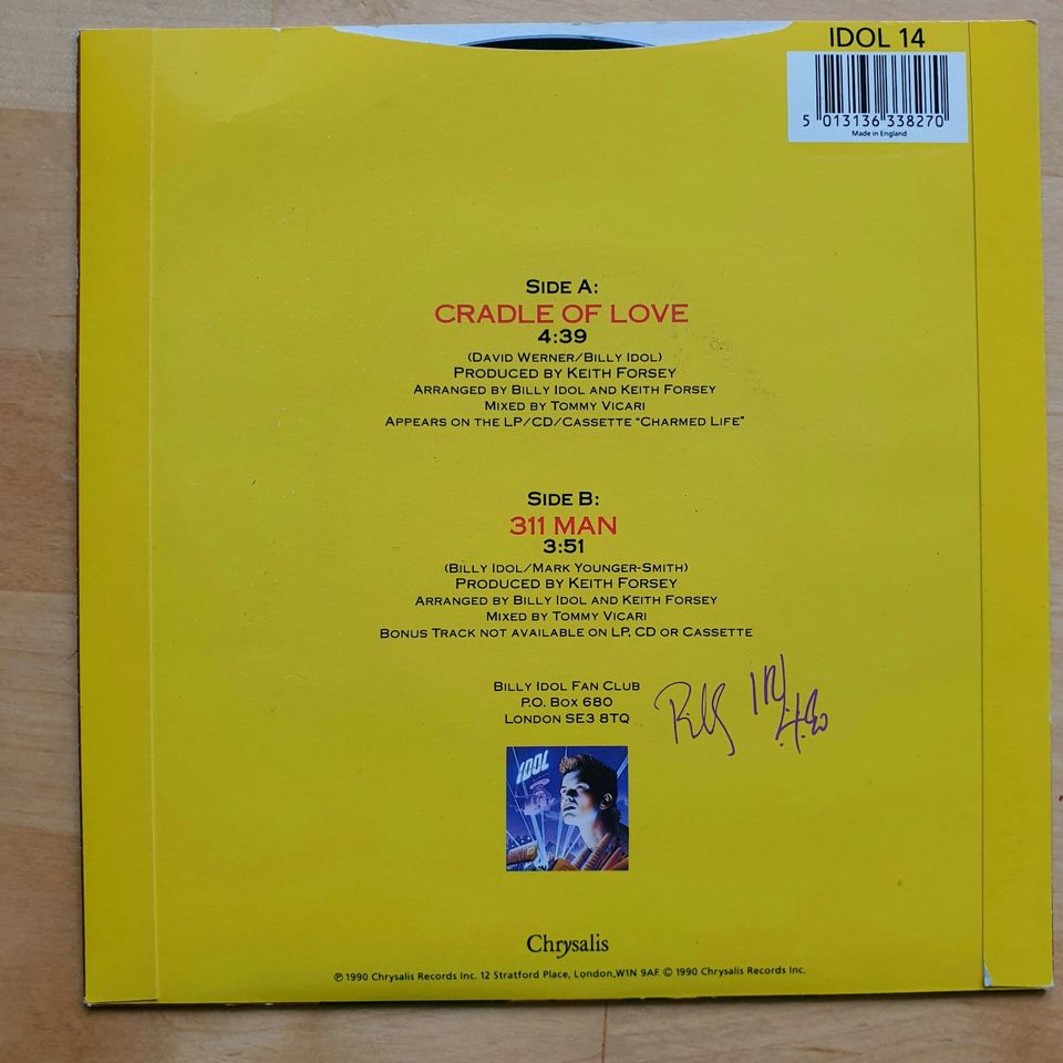 Billy Idol Cradle Of Love und 311 Man Chrysalis 1990 Single Vinyl in Korbach