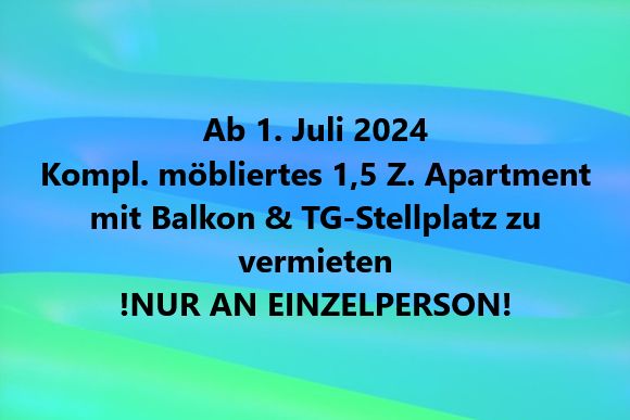 Komplett möbliertes 1,5 Z. Apartment mit Balkon & TG-Stellplatz in Stuttgart