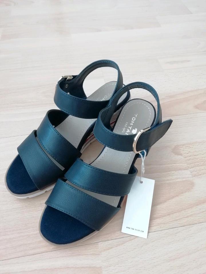 Damen Sandalen Gr 37 Tom Tailor Keilabsatz blau neu in Weiden (Oberpfalz)