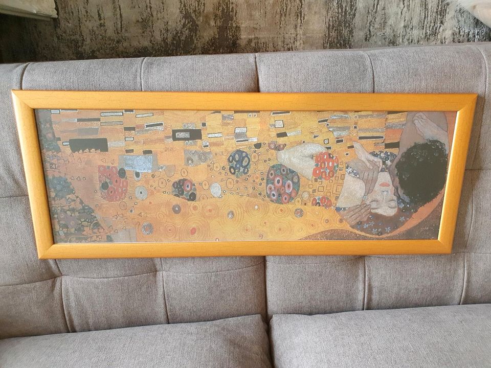 Klimt Der Kuss Druck Holzrahmen Gold 90x34,5 in Unterschleißheim