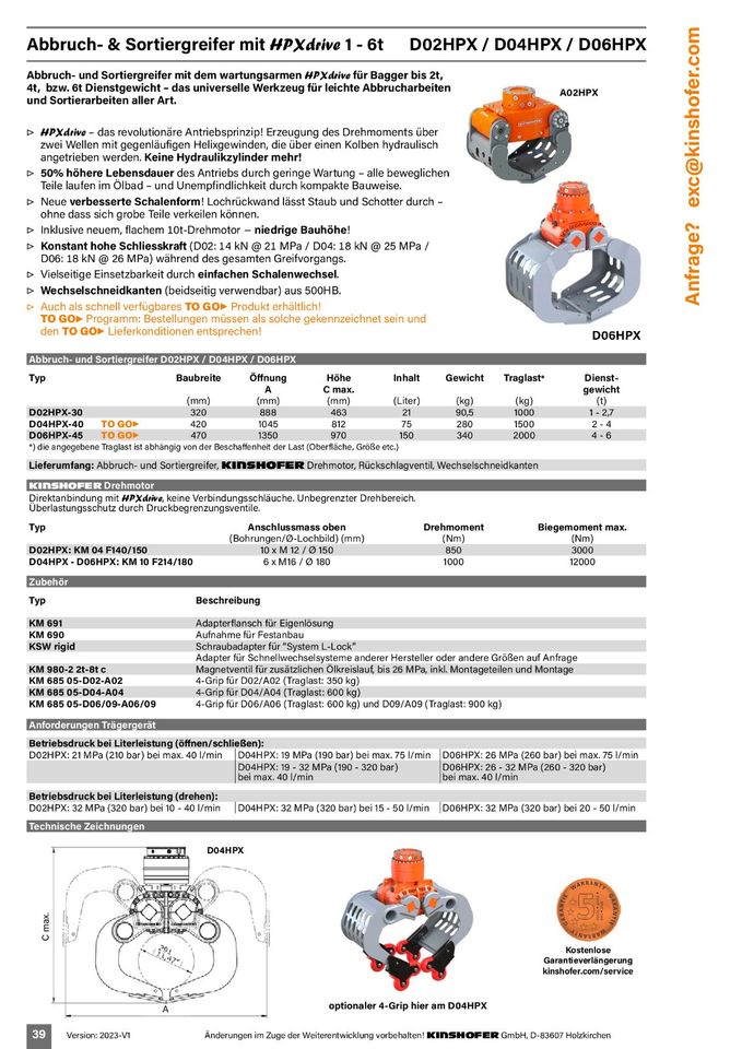 KINSHOFER D02HPX-30 Abbruchgreifer | Sortiergreifer 1-2,7t Bagger in Kolbermoor