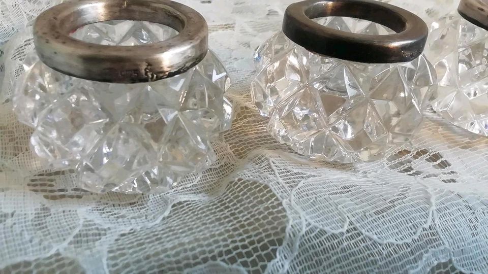 ❤️3x Alte Saliere Kristallglas Sterlingsilber Punze 925❤️ in Braunschweig