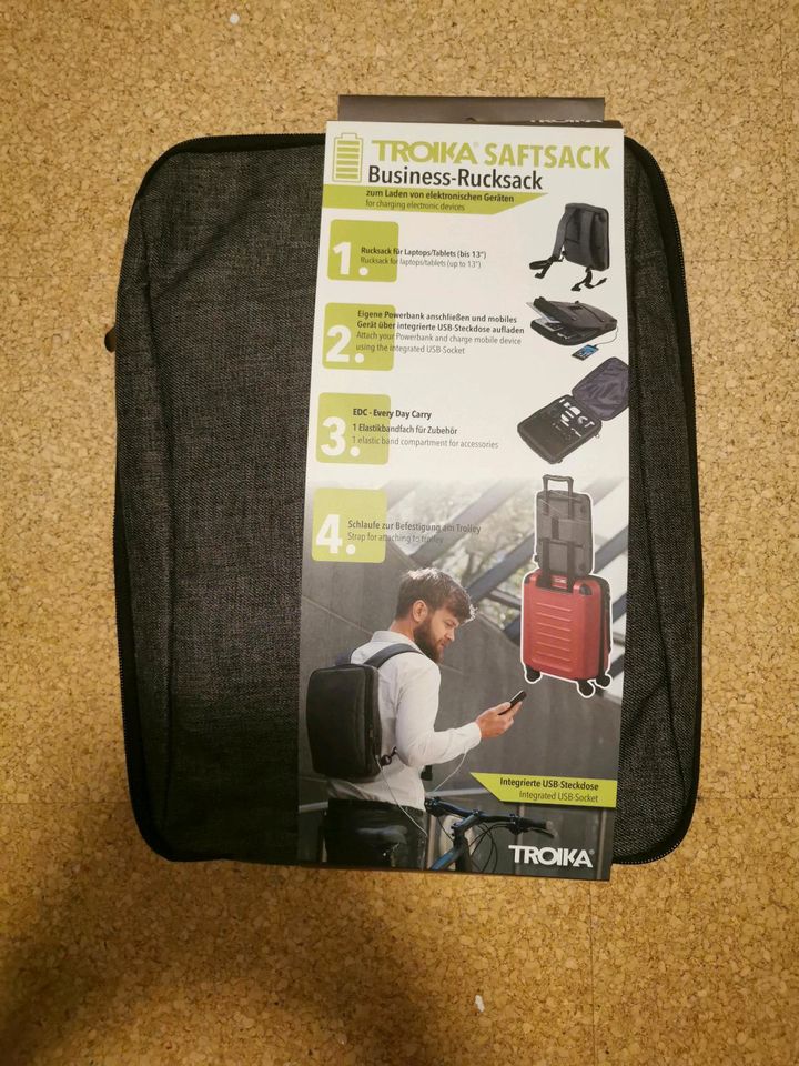 Troika Saftsack Rucksack Business Freizeit Laptop Tablet Handy in Stebach