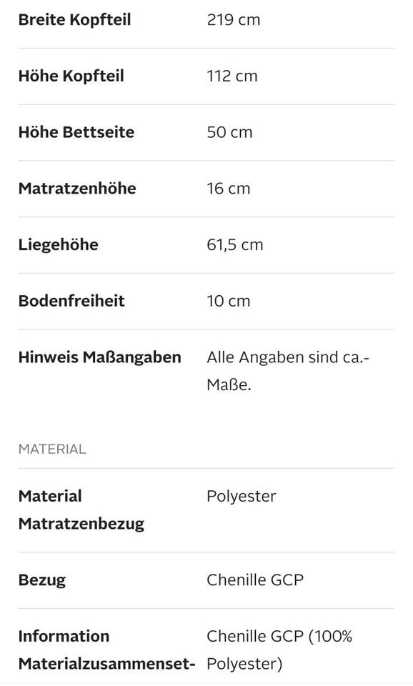 Polsterbett 200x200 cm mit Motor in Westoverledingen