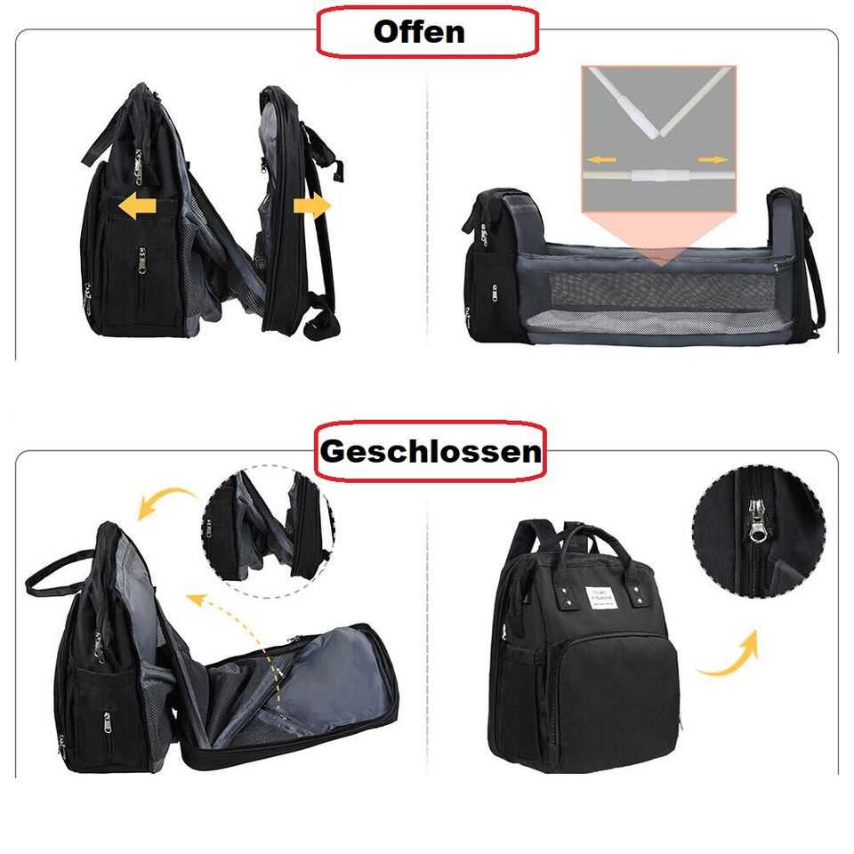 2in1 Baby Wickelrucksack mit Kinderbett Wickeltasche Babytasche in Meinerzhagen