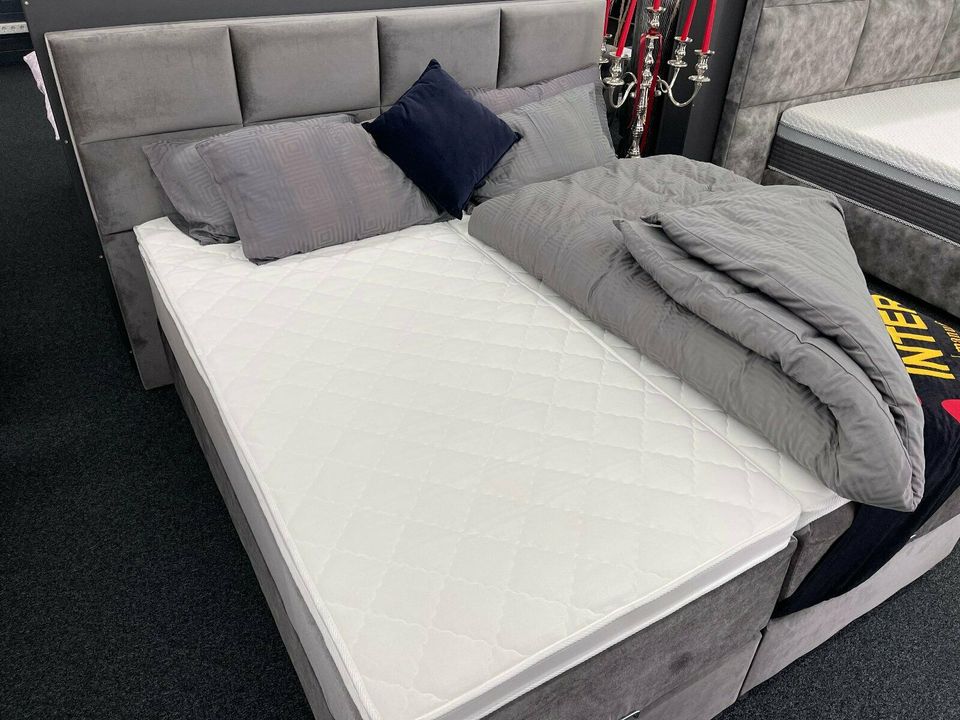 Boxspringbett Schlafbett Designbett Bettkasten 180x200 Samt Grau in Bielefeld