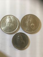 2 und 1 Schweizer Franken Münzen Baden-Württemberg - Friolzheim Vorschau