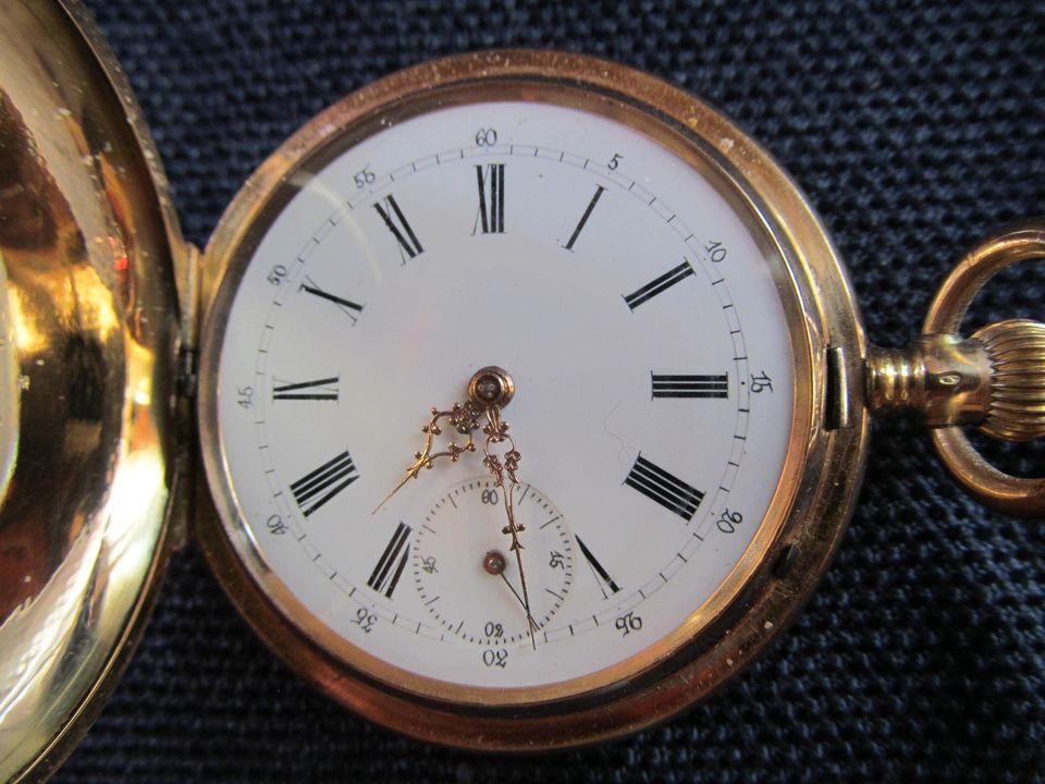 Breguet System Taschenuhr 14 Karat 585 Gold 3 Deckel 15 Rubine in Braunschweig