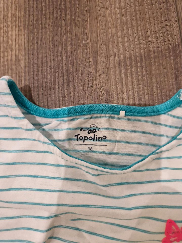 2er-Set Gr. 98 T-shirts topolino blau türkis weiß gestreift in Apen