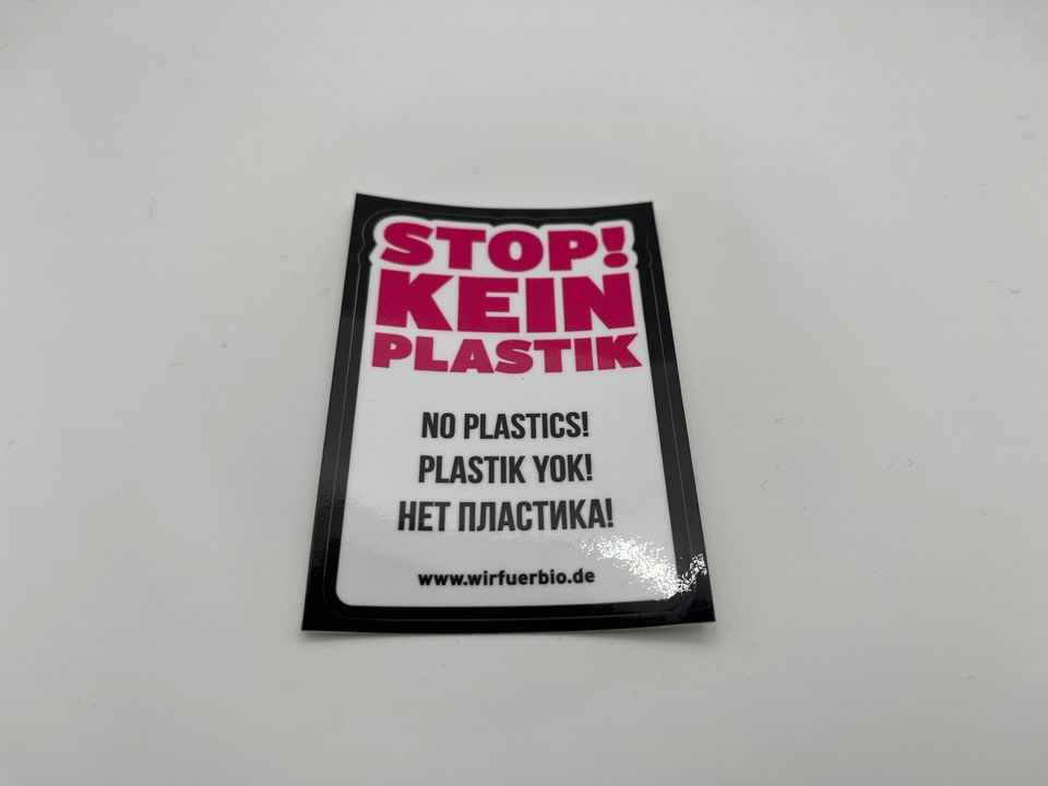 *NEU* Aufkleber „Stop! Kein Plastik“ Sticker Tonnenaufkleber Bio in Dietingen