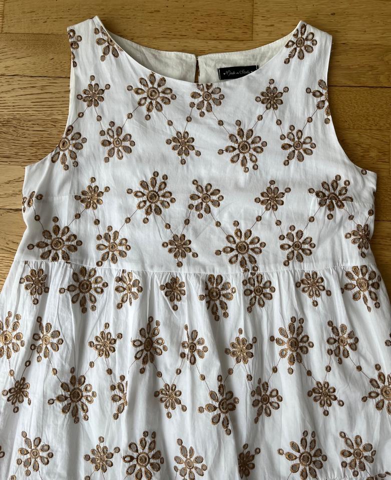 weißes Kleid mit hellbrauner Stickerei, neu, gefüttert, EHG in München