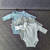 Vertbaudet 3er-Pack Baby Langarm-Bodys, 1 Monat 56 cm, grau, blau Saarland - Homburg Vorschau