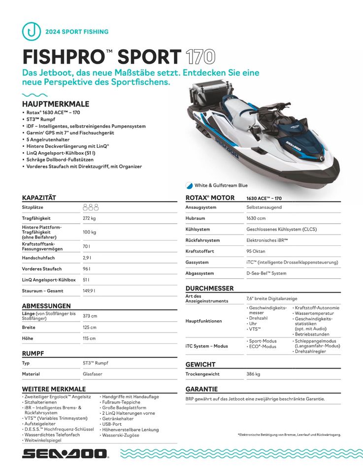 SEA-DOO Jetski FISH PRO SPORT 170 iDF (MY24) - VORBESTELLEN! in Edingen-Neckarhausen