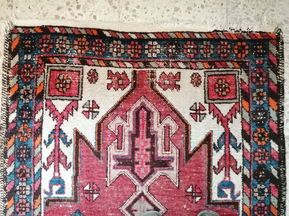 Vintage Perser Wolle Teppich Brücke Carpet Handgeknüpft 190 x 103 in Taunusstein