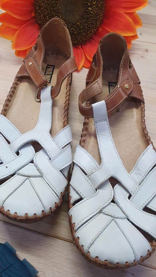 Pikolinos Damen Sandaletten Sandalen 40 Braun weiß in Pössneck