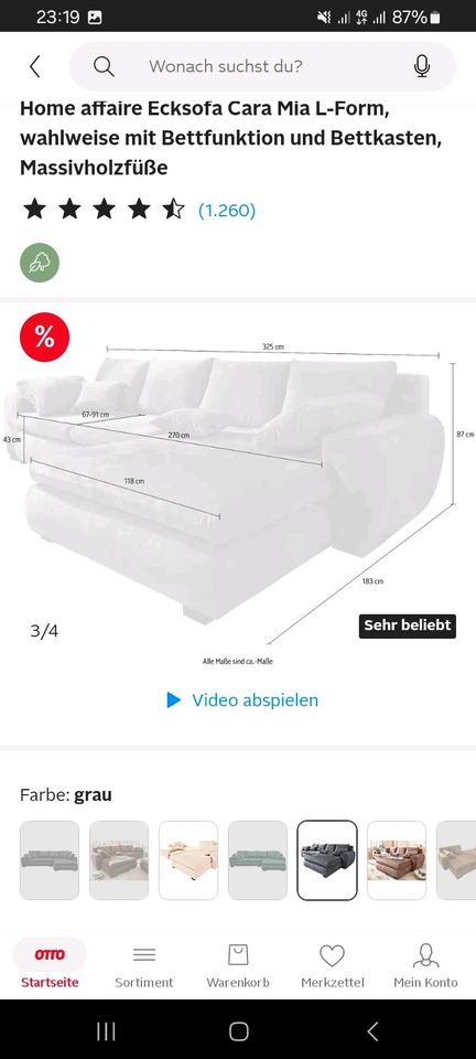 Ecksofa Cara Mia 3.25cm mit Bettfunktion und Bettkasten neu in Hannover