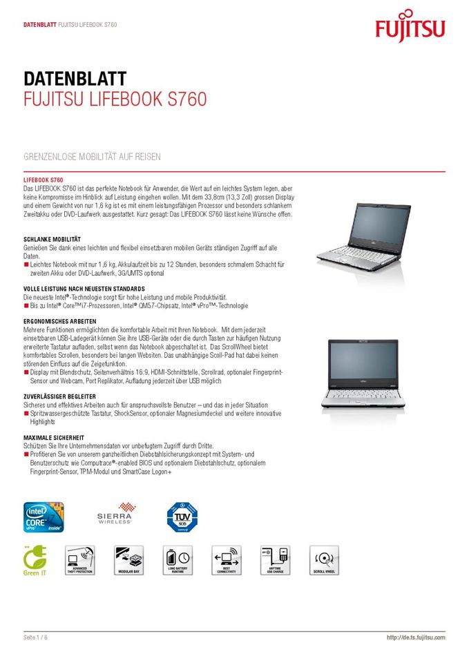 Fujitsu Lifebook S 760 incl. Dockingstation in Schweitenkirchen