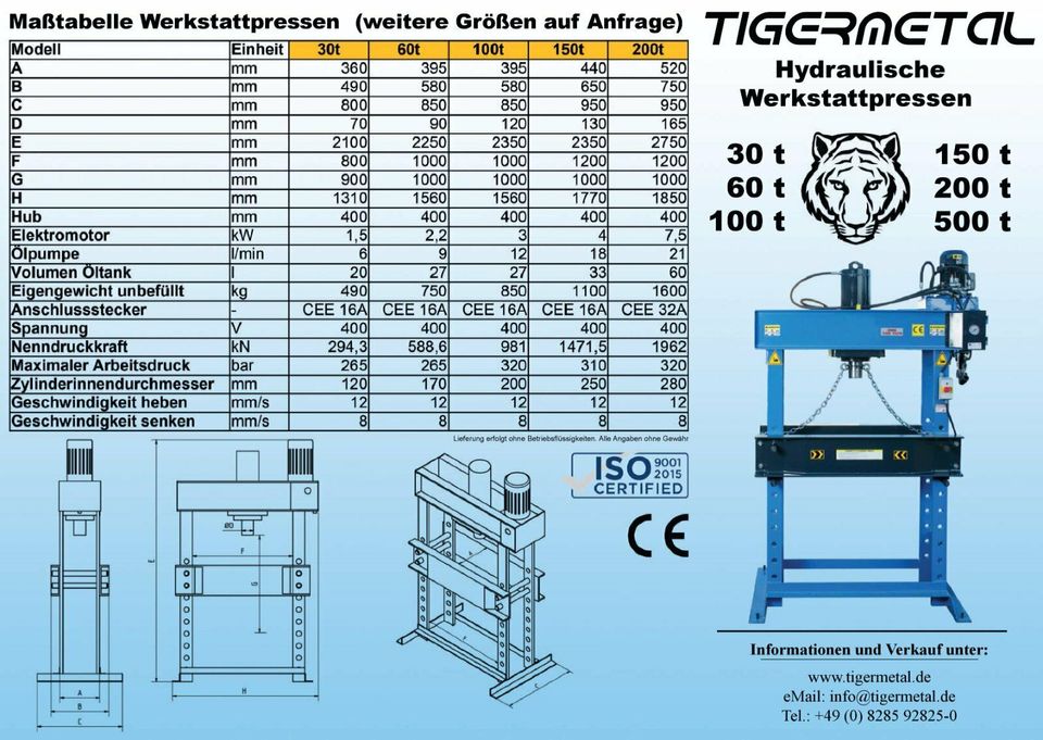 Hydraulische Werksattpresse 150 150t Tonnen Richtpresse in Nürnberg (Mittelfr)