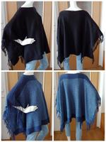 Poncho Überwurf mit Pailetten * Jeansblau + Schwarz Brandenburg - Bernau Vorschau