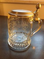 Bierkrug aus Glas mit Gravur und Zinndeckel Berlin - Spandau Vorschau