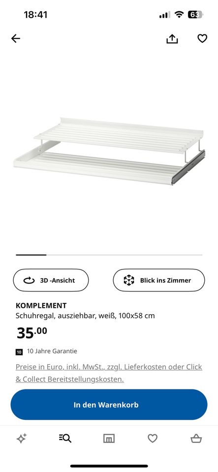 IKEA PAX Schuheinlegeboden weiß 100x58 KOMPLEMENT in Berlin