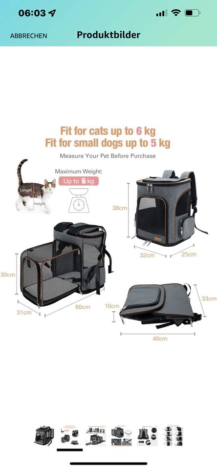 Transportrucksack für Katzen/Hunde in Gommern