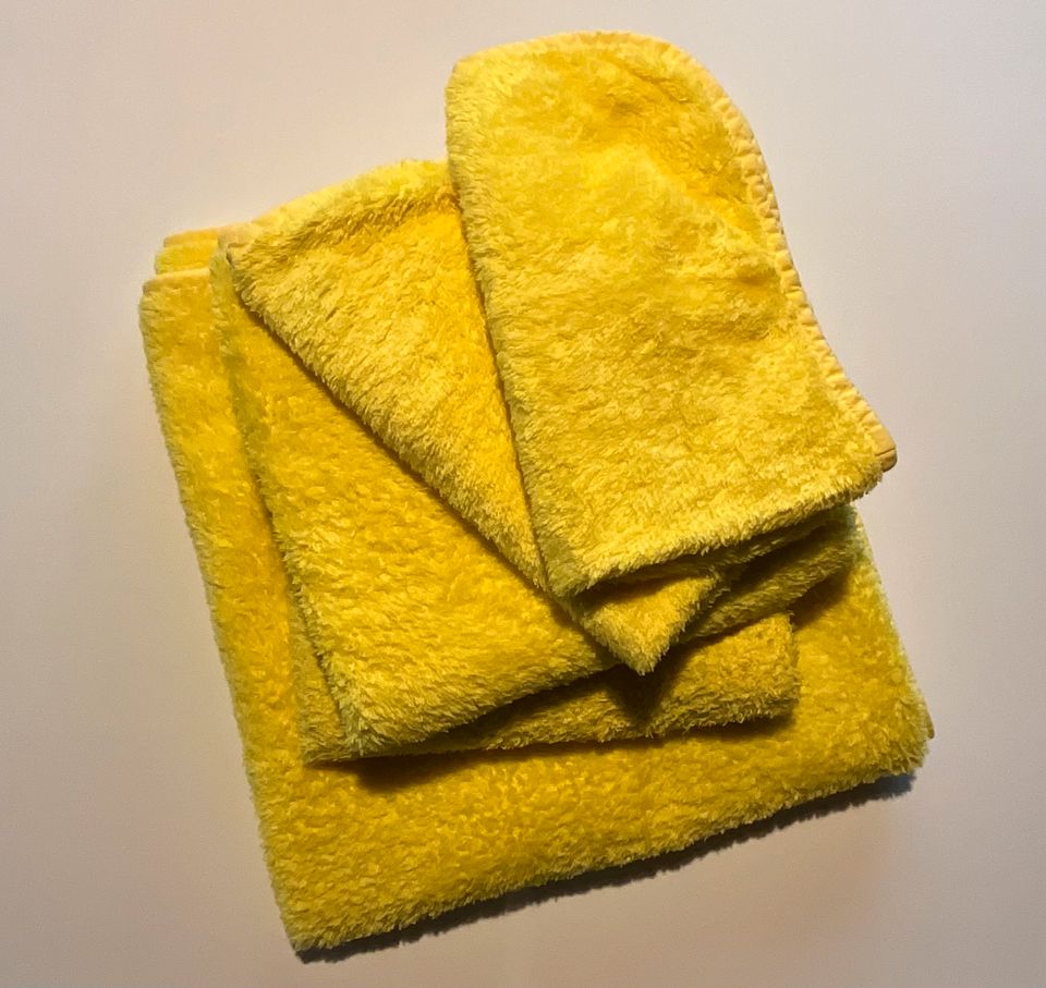 ✅ Handtuch-Set 3 tlg. gelb, Soft-Microfaser in Bandenitz