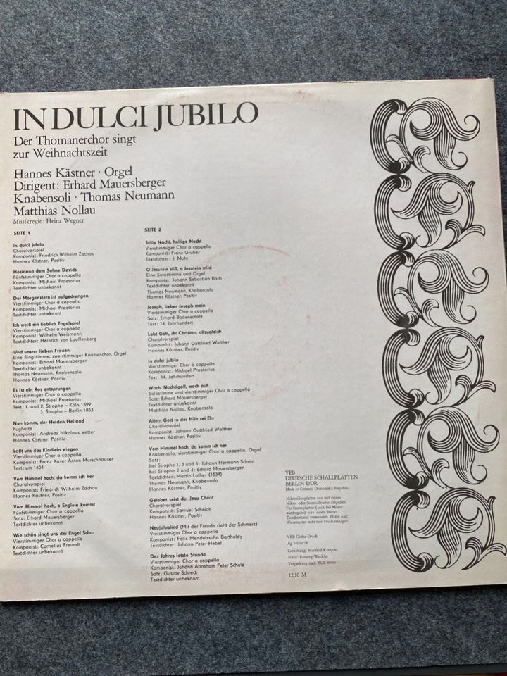 In Dulci Jubilo - Thomanerchor - Eterna Stereo 8 25 823- Vinyl LP in Schiffdorf