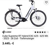 CUBE SUPREME RT HYBRID EXC 625 RIEMEN erst 143KM UVP:3449€ E-Bike Baden-Württemberg - Tettnang Vorschau