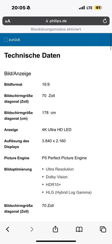 Philips 70PUS7505 4k in Leipzig