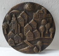 Bronze-Plakette/-relief Metallkunst G.Weinert, Motiv: Eifeldorf Lübeck - St. Lorenz Nord Vorschau