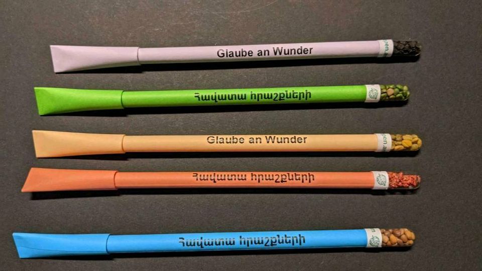 Eco Kugelschreiber wachsender Stift Papier Armenien Geschenk in Maintal