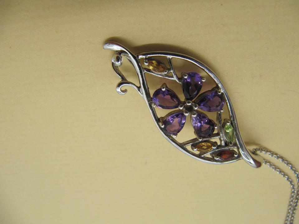 925 Silber Kette + gr. Anhänger mit Citrin Peridot Amethyst ... in Eystrup